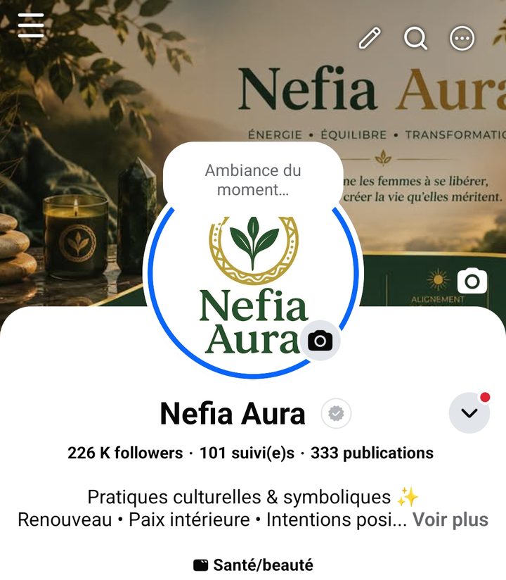 Page Facebook Nefia Aura : 226 K followers