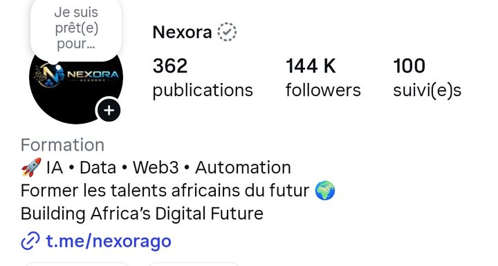 Profil Instagram Nexora : 144 K followers